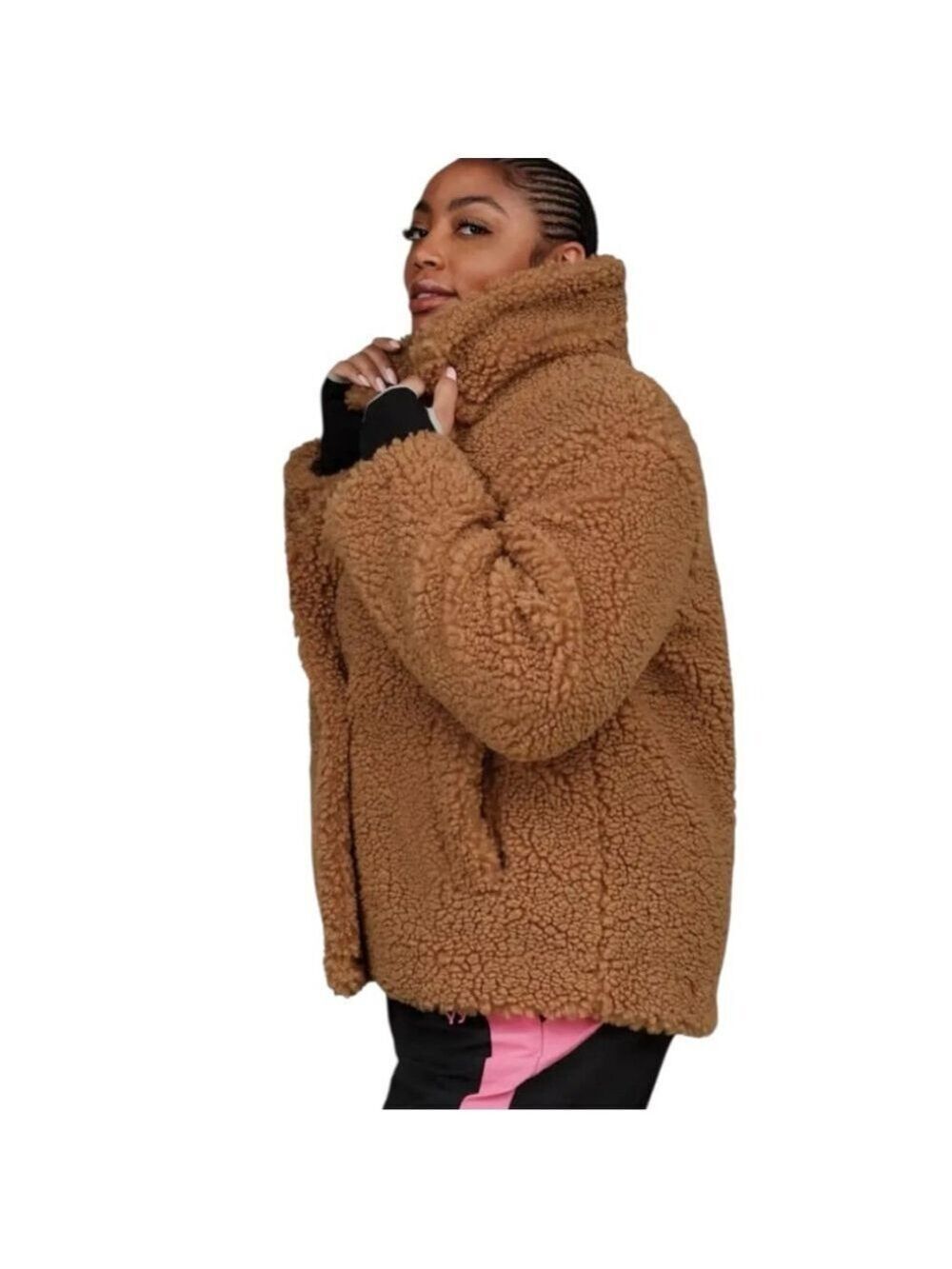 UGG Gertrude Short Teddy Coat in Chestnut Brown Sz Large Soft and cozy - Picture 4 of 13